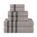Zero Twist Cotton Ribbed Geometric Border Plush 6-Piece Towel Set - Gray