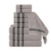 Zero Twist Cotton Ribbed Geometric Border Plush 9 Piece Towel Set - Gray