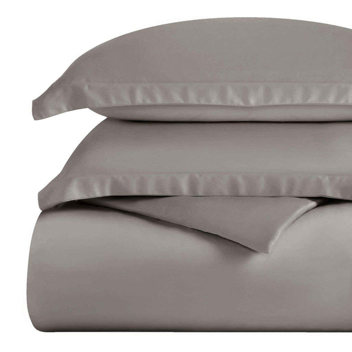 Egyptian Cotton 300 Thread Count Solid Duvet Cover Set - Gray