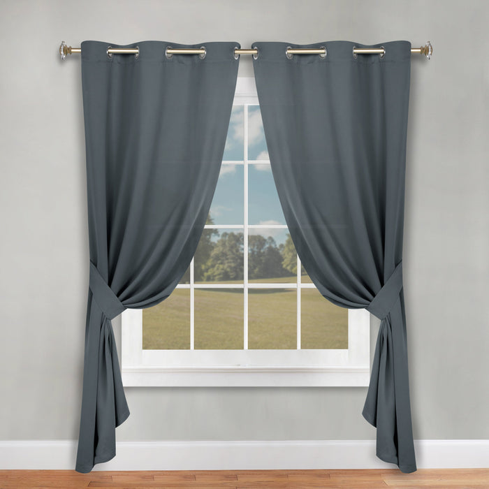 Solid Machine Washable Room Darkening Blackout Curtains, Set of 2 - Gray