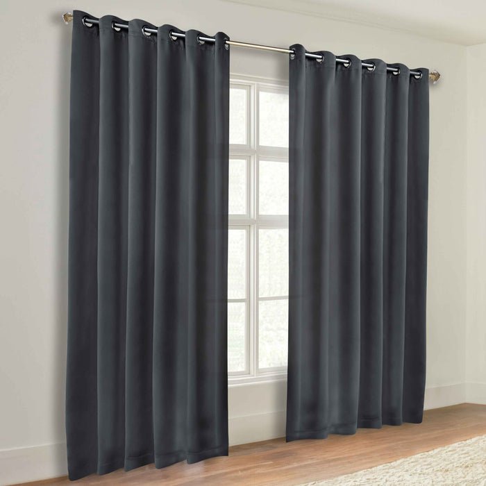 Solid Machine Washable Room Darkening Blackout Curtains, Set of 2 - Gray