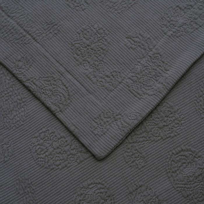 Jacquard Matelassé Paisley Floral Cotton Bedspread Set - Gray