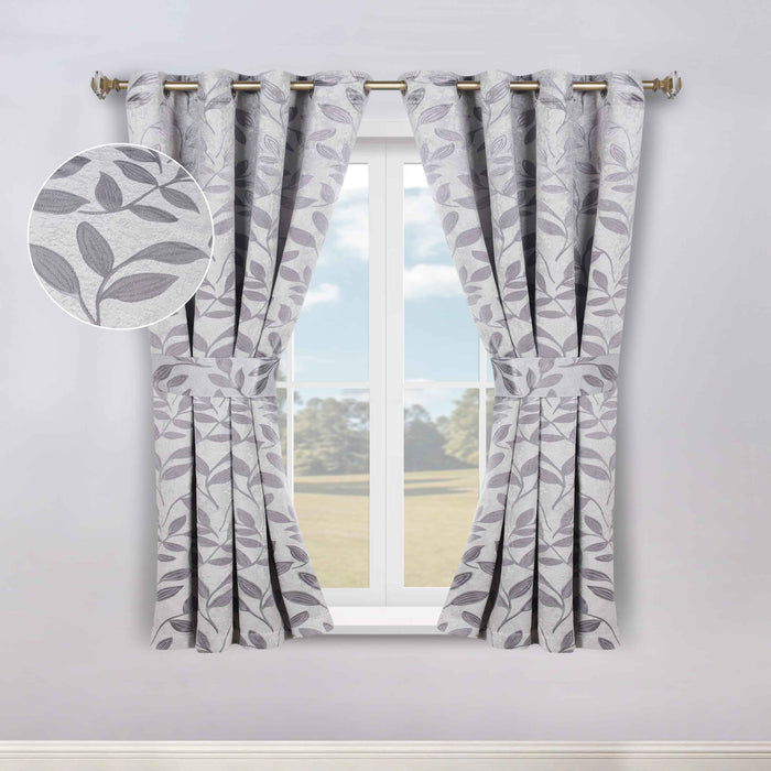 Leaves Machine Room Darkening Blackout Curtains, Set of 2