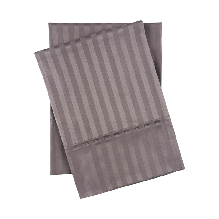 Egyptian Cotton 300 Thread Count 2 Piece Striped Pillowcase Set - Gray
