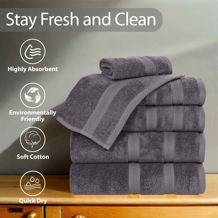 Smart Dry Zero Twist Cotton 8 Piece Solid Assorted Towel Set