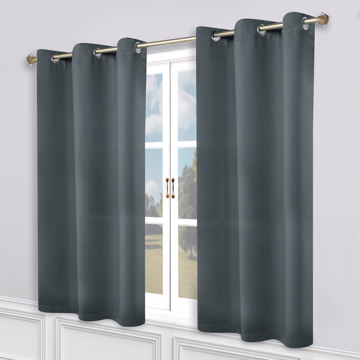 Solid Machine Washable Room Darkening Blackout Curtains, Set of 2 - Gray