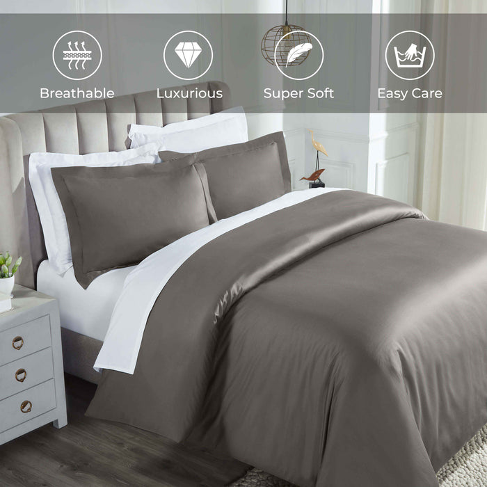 Egyptian Cotton 850 Thread Count Solid Duvet Cover Set - Gray