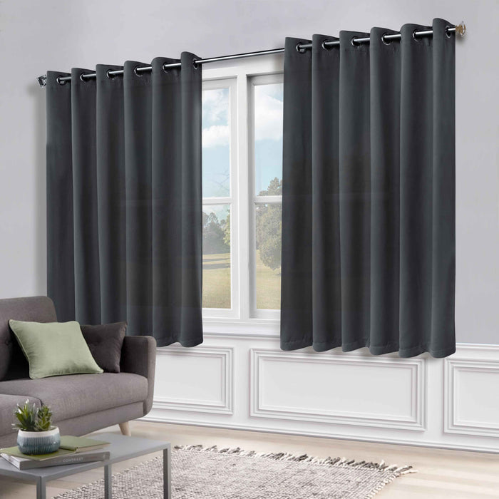 Solid Machine Washable Room Darkening Blackout Curtains, Set of 2 - Gray