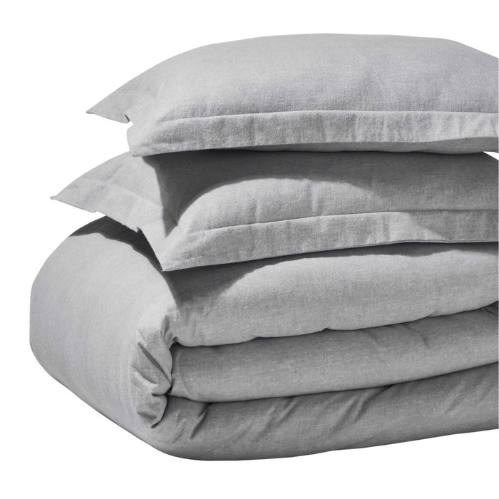 Melange Flannel Cotton Two-Toned Brushed Duvet Cover Set