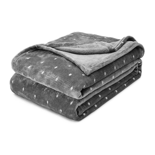 Fleece Plush Medium Weight Fluffy Soft Decorative Blanket - Gray