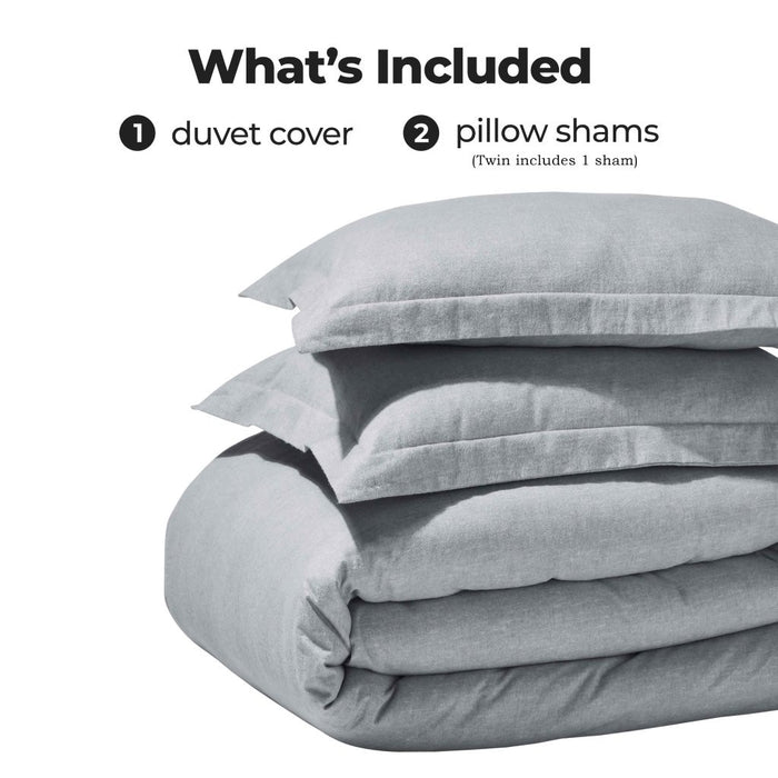 Melange Flannel Cotton Two-Toned Brushed Duvet Cover Set