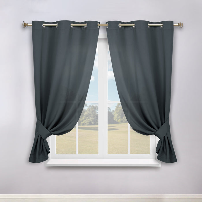 Solid Machine Washable Room Darkening Blackout Curtains, Set of 2 - Blue Nile Mills