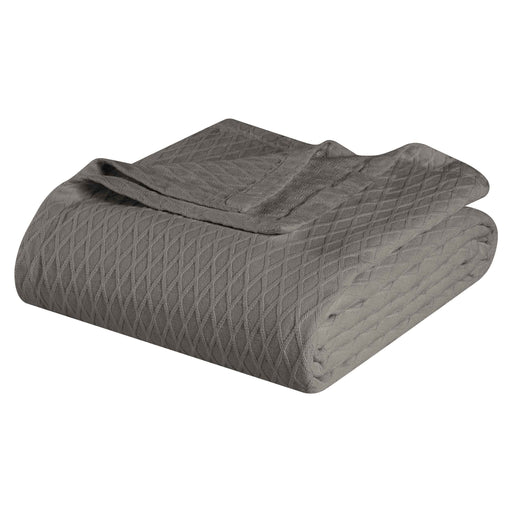 Cotton All Season Diamond Bed Blanket & Sofa Throw - Grey
