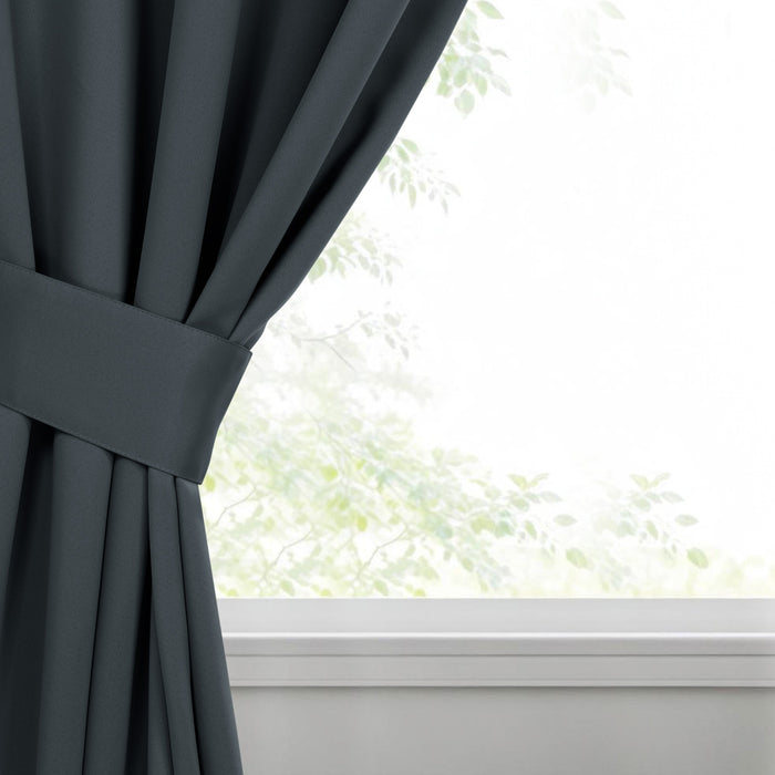 Solid Machine Washable Room Darkening Blackout Curtains, Set of 2 - Gray