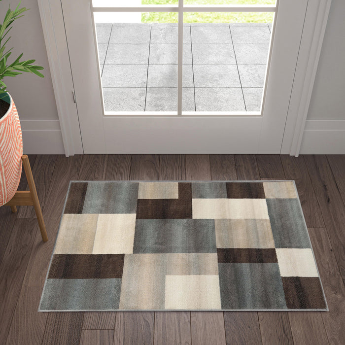 Clifton Modern Geometric Patchwork Area Rug  or Runner Rug