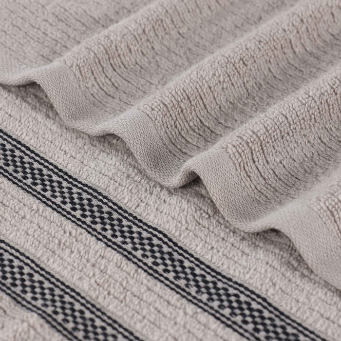 Zero Twist Cotton Ribbed Geometric Border 8 Piece Towel Set