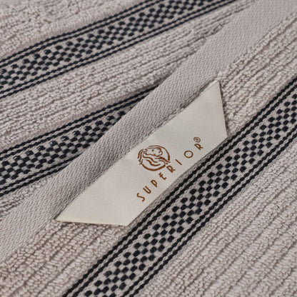 Zero Twist Cotton Ribbed Geometric Border Plush 9 Piece Towel Set - Blue Nile Mills