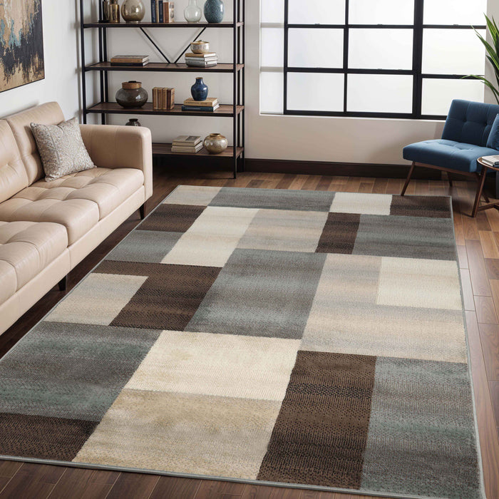 Clifton Modern Geometric Patchwork Area Rug or Runner Rug - Gray