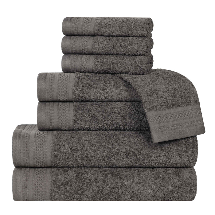 Honeycomb Textured Waffle Border Luxury Cotton 8 Piece Towel Set