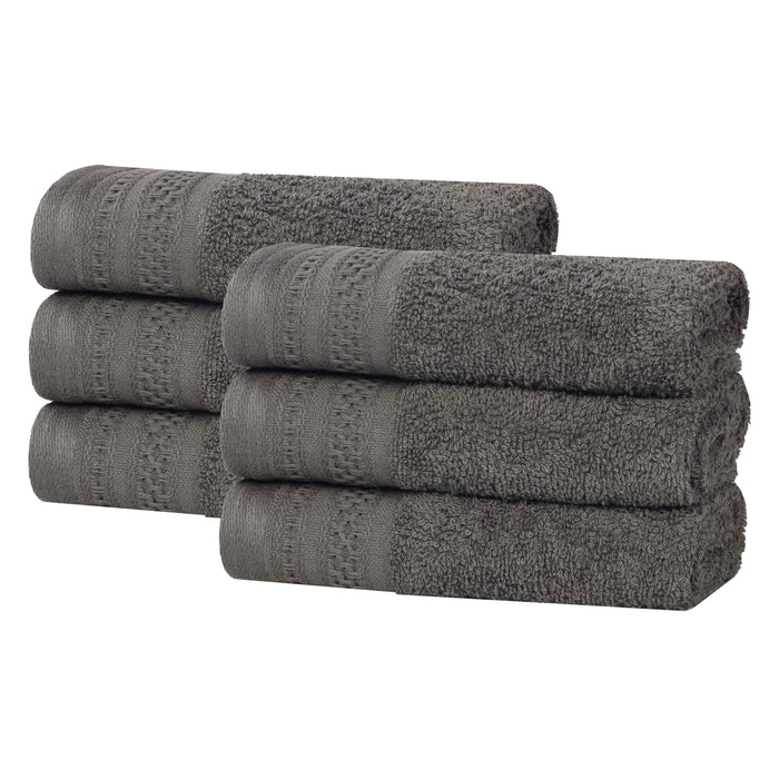 Honeycomb Textured Waffle Border Luxury Cotton Face Towels, Set of 6