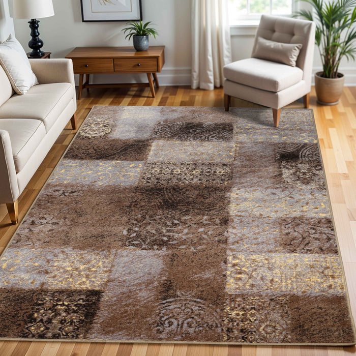 Hadley Damask Geometric Checkered Indoor Area Rug Or Runner Rug