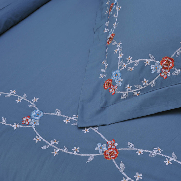 Helena Cotton Embroidered 3 Piece Duvet Cover Set