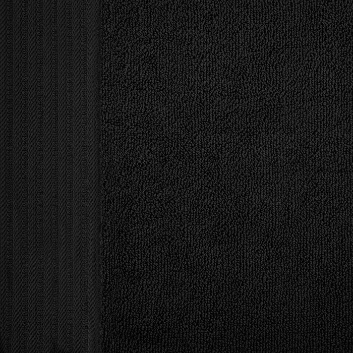 Turkish Cotton 8 Piece Jacquard Herringbone and Solid Towel Set - Black