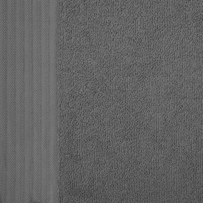 Turkish Cotton 8 Piece Jacquard Herringbone and Solid Towel Set - Grey
