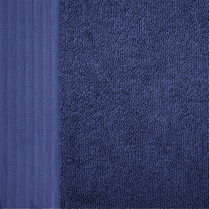 Turkish Cotton 8 Piece Jacquard Herringbone and Solid Towel Set - Navy Blue