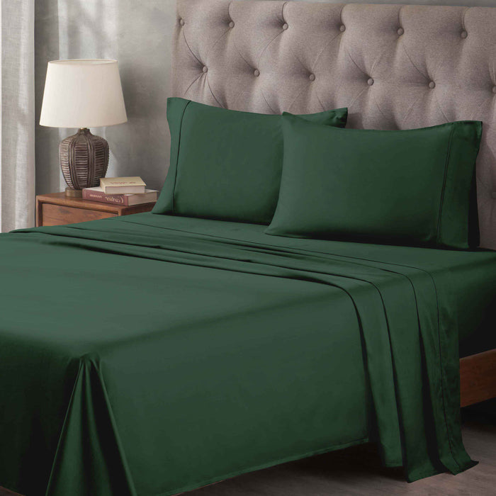 Egyptian Cotton 400 Thread Count Solid Deep Pocket Sheet Set - HunterGreen