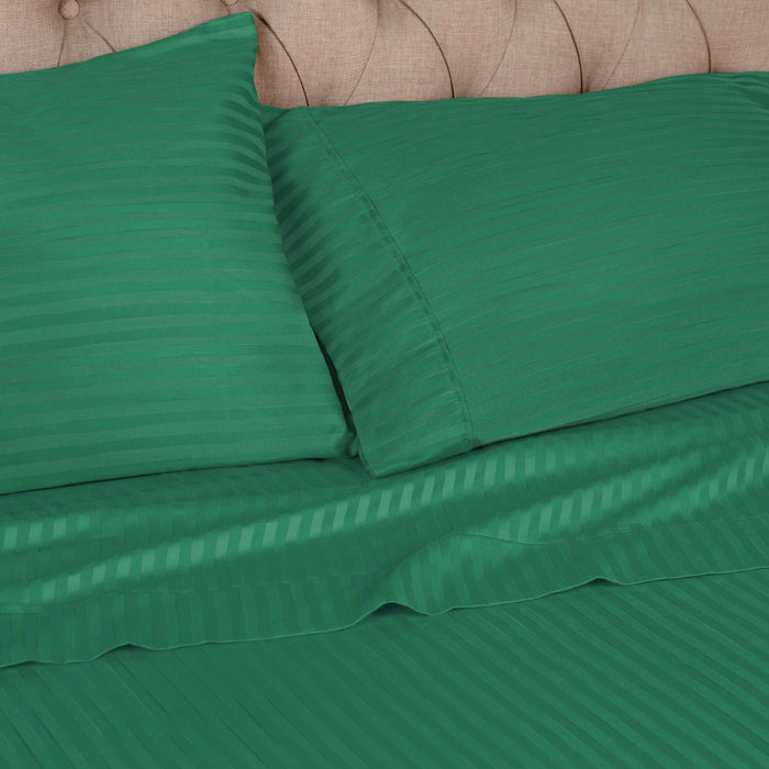 400 Thread Count Stripe Egyptian Cotton Pillowcases Set of 2 - HunterGreen