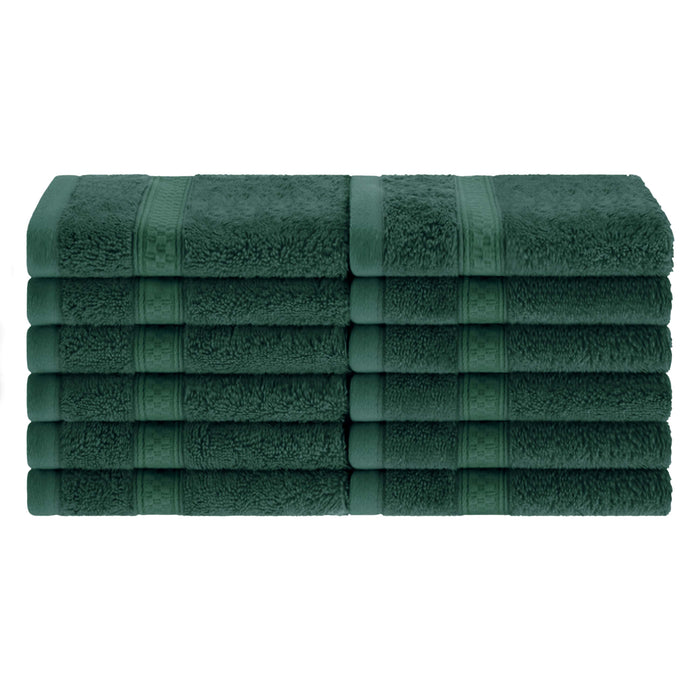 Rayon from Bamboo Blend Solid 12 Piece Face Towel Set - Hunter Green