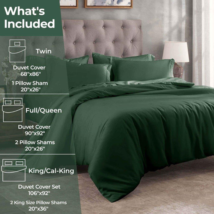 Egyptian Cotton 400 Thread Count Solid Duvet Cover Set - HunterGreen