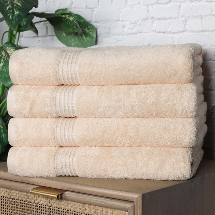 Egyptian Cotton 4 Piece Solid Bath Towel Set - Ivory