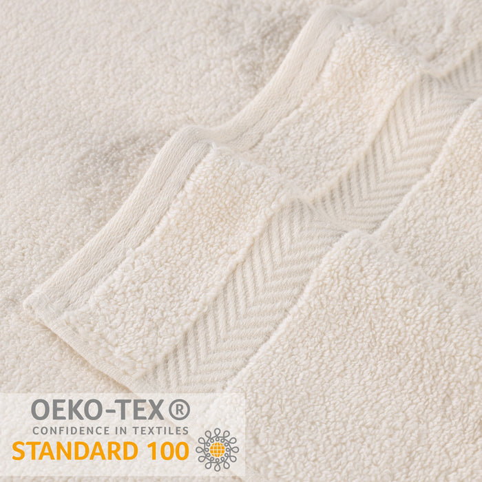 Zero Twist Cotton Ultra Soft Face Towel Washcloth Set of 12 - Ivory