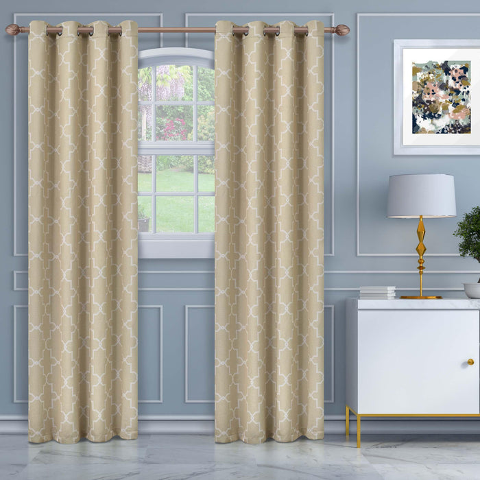 Imperial Trellis Grommet Header Blackout Curtain Panel Set