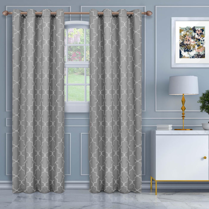 Imperial Trellis Grommet Header Blackout Curtain Panel Set