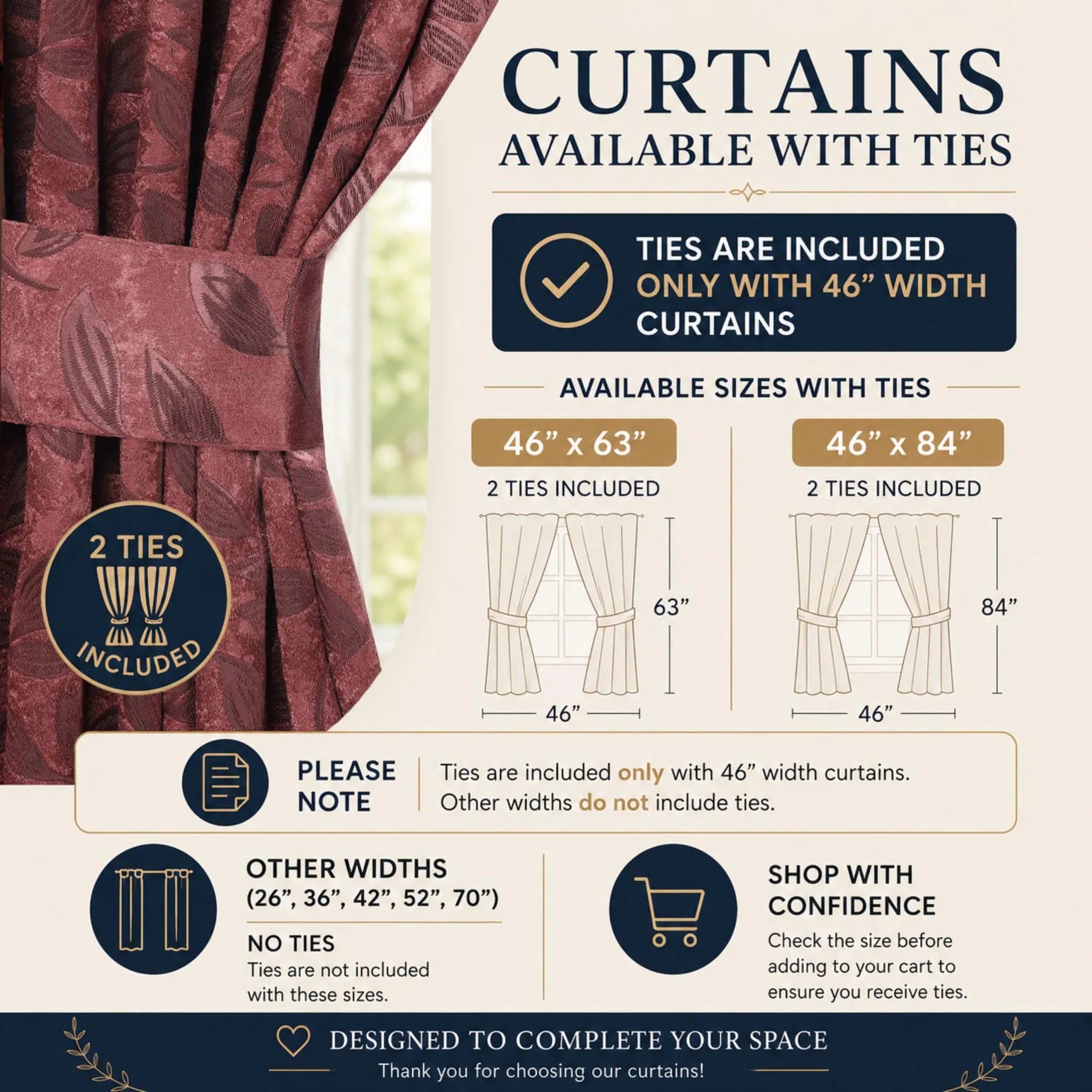 Leaves Machine Room Darkening Blackout Curtains, Set of 2