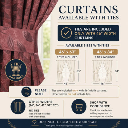 Leaves Machine Room Darkening Blackout Curtains, Set of 2