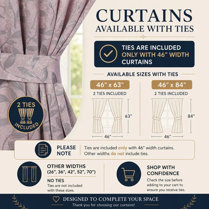 Leaves Machine Room Darkening Blackout Curtains, Set of 2