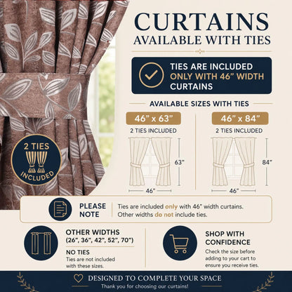 Leaves Machine Room Darkening Blackout Curtains, Set of 2