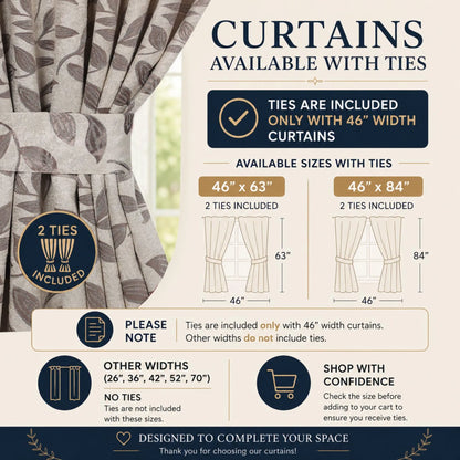 Leaves Machine Room Darkening Blackout Curtains, Set of 2