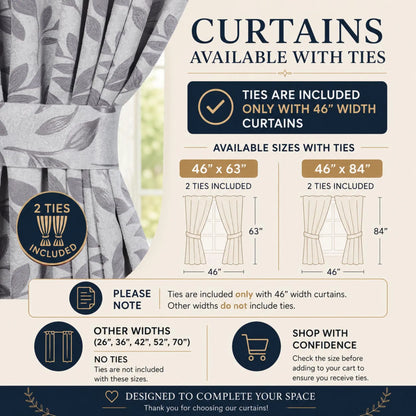 Leaves Machine Room Darkening Blackout Curtains, Set of 2