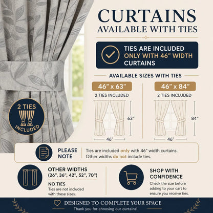 Leaves Machine Room Darkening Blackout Curtains, Set of 2
