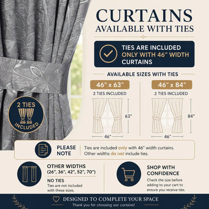 Leaves Machine Room Darkening Blackout Curtains, Set of 2