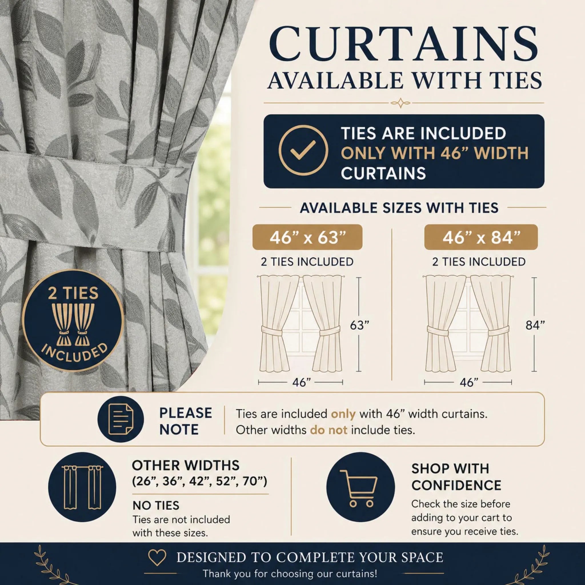 Leaves Machine Room Darkening Blackout Curtains, Set of 2