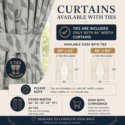 Leaves Machine Room Darkening Blackout Curtains, Set of 2