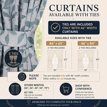 Leaves Machine Room Darkening Blackout Curtains, Set of 2