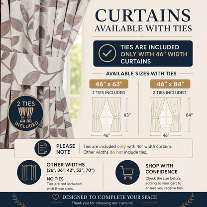 Leaves Machine Room Darkening Blackout Curtains, Set of 2
