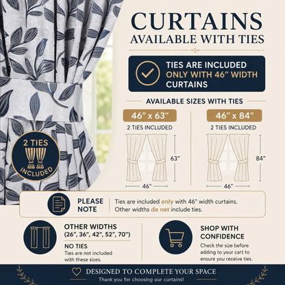 Leaves Machine Room Darkening Blackout Curtains, Set of 2